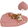 FUNNY FUZZY Coperta per cani e gatti, 119 x 109 cm, con motivo a foglie, lavabile in lavatrice, double-face, per letto, divano, pavimenti, mobili, colore: rosa anturio