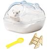 ZYETGH criceti, bagno con scaletta e pala, criceti, WC, trasparente, vasca da bagno per criceti, porcellini d'India, topi Gerbils (lunghezza 16 x 11 x 11 cm)
