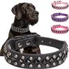 Haoyueer - Collari per cani di piccola taglia, in pelle PU con borchie a fungo, collare per cuccioli per cani di piccola, media e grande taglia (Nero, L)