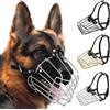 BUDKAS Museruola per cani da pastore tedesco, cestino in metallo, per cani di taglia media e grande, cinghie in pelle resistenti regolabili, maschera sicura per mordere, masticare, abbaiare (argento, taglia