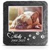 TULLUN Targa commemorativa personalizzabile per animali domestici, gatti, cani, in ardesia, con cornice in pietra e zampe, dimensioni 10,2 x 10,2 cm o 100 x 100 mm, foto e stampa con zampe