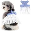 Ranphy Cane Vestito da Principessa per Cani di Piccola Taglia Ragazze Vestito a Righe Femmina con Papillon Cucciolo Carino Primavera Estate Gatto Tutu Gonna Abbigliamento Yorkie Chihuahua Bianco M