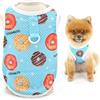 SMALLLEE_LUCKY_STORE Camicia per cani di piccola taglia in rete di raffreddamento per animali domestici, t-shirt con anello a D e ciambelle stampate per primavera estate abbigliamento traspirante per