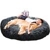 LINRUI Cuccia per cani XXL, ortopedica, lavabile, rotonda, per cani di taglia media, XL, antistress, morbido cuscino per cani, in memory foam, ovale, a ciambella, labrador, colore grigio