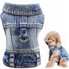 UOSIA Cane Jean Giacca in Denim Vestiti per Cani con Imbracatura Fresca Jeans Svuoto Giubbotto con Gilet da Giro per Cucciolo da Cowboy Abbigliamento da Cowboy per Piccoli Cani Gatti
