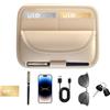 APKOL Porta Occhiali da Auto, Organizer Parasole per Auto,Pelle PU Universale Supporto per Occhiali Visiera per Tutti i Modelli di Auto,Accessori per Autos Interni,Beige
