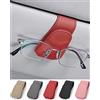 JEJA Porta Occhiali Auto, Pelle Clip per Biglietti da Visita Supporto per Occhiali Sole da Auto, Rosso