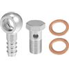 A ABSOPRO Adattatore Raccordo Banjo M14x1.5 14mm ID 12mm OD Argento 1pc | Tono Argento, 1pc, Metallo, Filettatura M14x1.5, Diametro Interno 14mm, Diametro Esterno 12mm, Per Freni