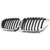 WIJHJET Griglia Anteriore Maschera Calandra Per BMW Serie 3 E46 2 Porte Pre-restyling 2000-2007 Per M3 Coupé Cabriolet Griglia A Lamelle Singole A Doppio Rene In Carbonio Cromato