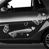 Pimastickerslab Kit 26 adesivi CUORE FARFALLE FIORI auto moto compatibile con PANDA 500 YPSILON SANDERO C3 PUMA YARIS PUNTO 208 AYGO SMART MINI Cod.1810 (090 ARGENTO)