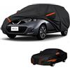 generico Telo copriauto esterni Compatibile con Nissan Micra 1982-2026,antivento,antipioggia,antineve,antisole impermeabile,protezione per tutte le stagioni (black orange)