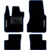 QUEMAR Tappetini Auto per Renault Twingo III, Bordo Blu, 2 Ricami | 2014-2024 / anche Elettrica / Kit Tappeti Moquette e Gomma su Misura / Set 2 Anteriori + 2 Post. / Ricami e Colori Personal.