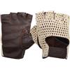 SIMONI Racing GV4L Guanti da Guida Senza Dita per Auto in Stile Vintage in Vera Pelle e Rete in Cotone, Taglia L