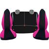 Generico Coprisedili Auto Completi in cotone per Citroen C1, 7 Pezzi, Cotone Rosa/Nero, Posteriore Diviso