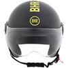 BHR Casco Demi-Jet, Casco Scooter 835 SPECIAL, BHR Black Opaco, S | Omologato ECE 22.06, Visiera a Occhiale Antigraffio, Sgancio Micrometrico e Guanciali Removibili, Uomo e Donna
