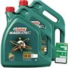 Castrol 2x 5 L = 10 litro Castrol Magnatec 5W-40 C3 olio motore incl. Castrol etichetta cambio olio; specifico: API SN/CF; ACEA C3; MB 229.31; VW 502 00/505 00; BMW Longlife-04; Renault RN0700/0710; dexos2®;