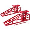 Arebos Set 2 Rampe di Accesso con Cric Idraulico | Piattaforma di Sollevamento Auto XXL 2T | Larghezza Accesso 257 mm | Valvola di Sicurezza Antisovrapressione | Altezza Regolabile | Rosso