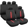 Rebeca Shop Coprisedili Universali In Poliestere Compatibili Per Yaris Con Sedili Standard Con 2 Zip Sui Schienali Posteriori Modello C (Nero/Rosso)