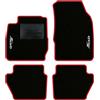 QUEMAR Tappetini Auto compatibili con Ford Fiesta MkVI 6 serie 2008-2017/Kit Tappeti Moquette e Gomma su Misura (Set 2 Anteriori + 2 Poster.)/Ricami e Colori Personalizzati (2 Ricami, Bordo Rosso)