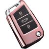 ontto Custodia per chiave auto adatta per Audi A1 Sportback 30 35 40 TFSI S-Line 2019-2022 per VW Passat Tiguan Golf 7 T-Cross Taigo Jetta Custodia per chiave in silicone TPU 3 pulsanti-A Rosa