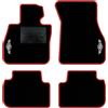 QUEMAR Tappetini Auto compatibili con MINI Countryman F60 2017-2024 anche Hybrid/Kit Tappeti Moquette e Gomma su Misura (Set 2 Ant.+2 Post.)/Ricami e Colori Personalizzati (Bordo Rosso, 2 Ricami)