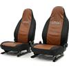 Auto Accessori Lupex - Coprisedili Compatibili con Smart Fortwo - Made in Italy, Anteriori con Poggiatesta Integrato, Tessuto PU + Poliestere, Compatibili Airbag (Cuoio)
