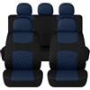 Auto Accessori Lupex A20 Coprisedili Universali Auto, Modello Design Trapuntato, Kit Fodere anteriori, posteriori e copri poggiatesta, sedile Automobile (Blu Nero)