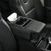 Generico Multifunctional Car Armrest Cushion, Integrated Pressurized Multifunctional Car Armrest Heightening Pad, with 2 Storage Cup Holder, Tissue Box & Side Pockets for Most Models (Black)