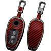 ontto Custodia per chiave auto in lega adatta per VW Touareg 2011-2018 3 pulsanti ingresso senza chiave telecomando portachiavi portachiavi custodia portachiavi accessori rosso A