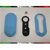 Car Passion TOPBEST Cover Chiave Guscio + Tasti TASTINI in Gomma + Gancio Portachiavi Compatibile con Fiat 500 Punto Evo Panda 500L LANCIA Y YPSILON MUSA Delta SCOCCA Azzurro