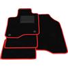 Generico Tappetini compatibili con Fiat Panda 2012-2025, bordo rosso, kit tappetini auto personalizzati, set tappeti in velluto, tappeto auto