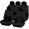 TOP DRIVE Set Coprisedili Auto Universali con 2pz Copri Cintura e Coprivolante inclusi, fodere sedili completi compatibili con anteriori e posteriori (Nero)
