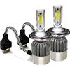 topolenashop COPPIA LAMPADE LED AUTO FARI H4 MOTO KIT LAMPADINE 36W LUCE BIANCA 6000K 3800LM