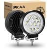 PICAA Luci da lavoro a Led, 2 Pezzis 36W Spot Rotondo Faro da Lavoro Led, Per Auto Fuoristrada Trattore Camion ATV 4x4,12V 24V doppio colore 3000K 6000K Bianco Ambra
