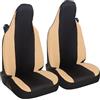 Susy Shop Coprisedili Auto Compatibili Per Smart fortwo, 450 451 e 453, Set 2 Fodere Anteriori, Realizzate In Tessuto Policotone (Nero/Beige)