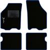 QUEMAR Tappetini Auto compatibili con Lancia Ypsilon 3 porte 2003-2011/ Kit Tappeti Moquette e Gomma su Misura (Set 2 Anteriori + 2 Poster.)/ Ricami e Colori Personalizzati (Bordo Blu, 1 Ricamo)