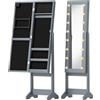 HOMCOM Portagioie LED da Terra con Specchio Intero Regolabile, Grigio | Aosom Italy