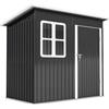 Outsunny Casetta da Giardino 2.55m² in Acciaio Zincato, con Kit di Fondazione, Porta Blocco Tetto Inclinato, Grigio | Aosom Italy