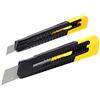 Stanley STHT10202-0 - Set di 2 cutter lama 9 mm e lama 18 mm, leggero in struttura in plastica, pulsante a pressione, lama inclusa nel corpo del cutter per una maggiore sicurezza