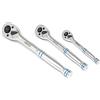 NEIKO 03000A Ratchet Set | 3 Piece Quick Release | 1/4", 3/8", & 1/2 Inch Drive | 3.6 Degree Swing |100 Tooth | Reversible | CR-MO Gear with Polished CR-V Handle | Teardrop Head | EVA Storage