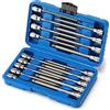CASOMAN Set di chiavi a bussola esagonali con estremità sferica extra lunga da 3/8, set da 18 pezzi, metriche e SAE, da 3 mm a 10 mm, da 1/8 a 3/8, in acciaio CR-V e S2