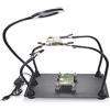 MAXWXB Mano Amica Magnetica, Mani Amiche per Saldatura, Supporto per Circuito Stampato con Lampada d'Ingrandimento a LED 3X, Braccia Flessibili in Metallo Strumento di Riparazione elettronico con Base resis