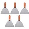 Luzhengyang Set di 5 raschietti resistenti in acciaio al carbonio con manico in legno, qualità commerciale e multiuso, larghezza lama 10,2 cm, per barbecue e barbecue, legno+argento, 15,2 cm