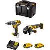 DeWALT Kit DWK208 (Trapano a Percussione DCD796 + Mini-Smerigliatrice DCG405 + 2 Batterie 2,0 Ah + Caricabatterie + TSTAK VI)