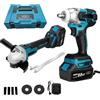 Generico Kit Completo Professionale Fai da Te 2 in 1 con Trapano Avvitatore ad Impulsi Svita Bulloni a Batteria, Smerigliatrice Angolare a Batteria 88v