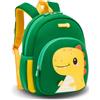 PROTAURI Zainetto Asilo Bambino con Cinturino Toracico, Zaino Bimbo Asilo 3D Dinosauro Riflettente Impermeabile, Zaino Asilo Nido Traspirante in SBR Neoprene per 2-5 Anni, 10.8L, Verde Dinosauro