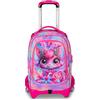 SJ GANG STYLE JAM GANG Trolley Scuola Jack 3 Ruote Cat Led, Fucsia, 3 in 1, Zaino Triplo Uso con Carrello Sganciabile, 33 L, Zaino Scuola Elementare, Zaino Bambina