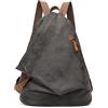 KL928 Zaino vintage in tela e vera pelle, in stile retrò, per uomo e donna, da viaggio, indossabile come monospalla, Rucksack