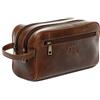 SID & VAIN® borsa toiletry vera pelle GATWICK grande borsetta necessaire Toilette pochette beauty case da Viaggio uomo marrone prodotto artigianale