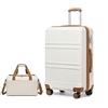 KONO Set di 2 Valigie Rigida e Leggera Valigia Grande 75cm in ABS+PC con 4 Ruote Rotanti e Lucchetto TSA & Borsa da Viaggio Ryanair 40x30x20, Bianco Crema